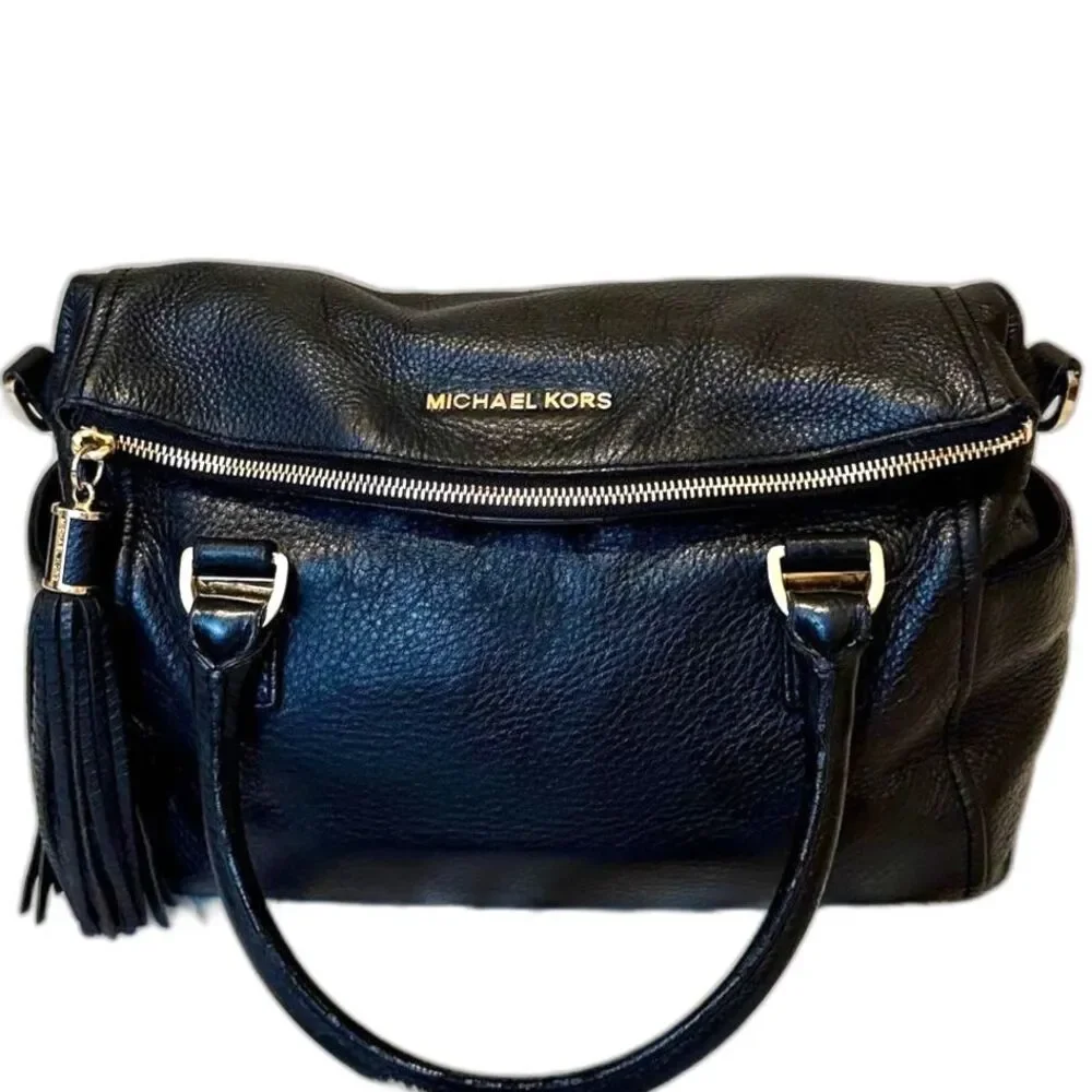 Michael Kors Weston Pebble Leather Foldover Satchel